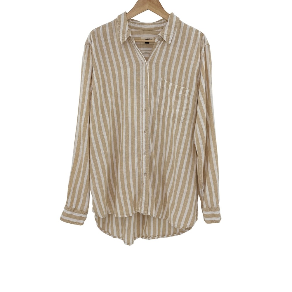 Universal Thread Beige White Striped Relaxed Fit … - image 1
